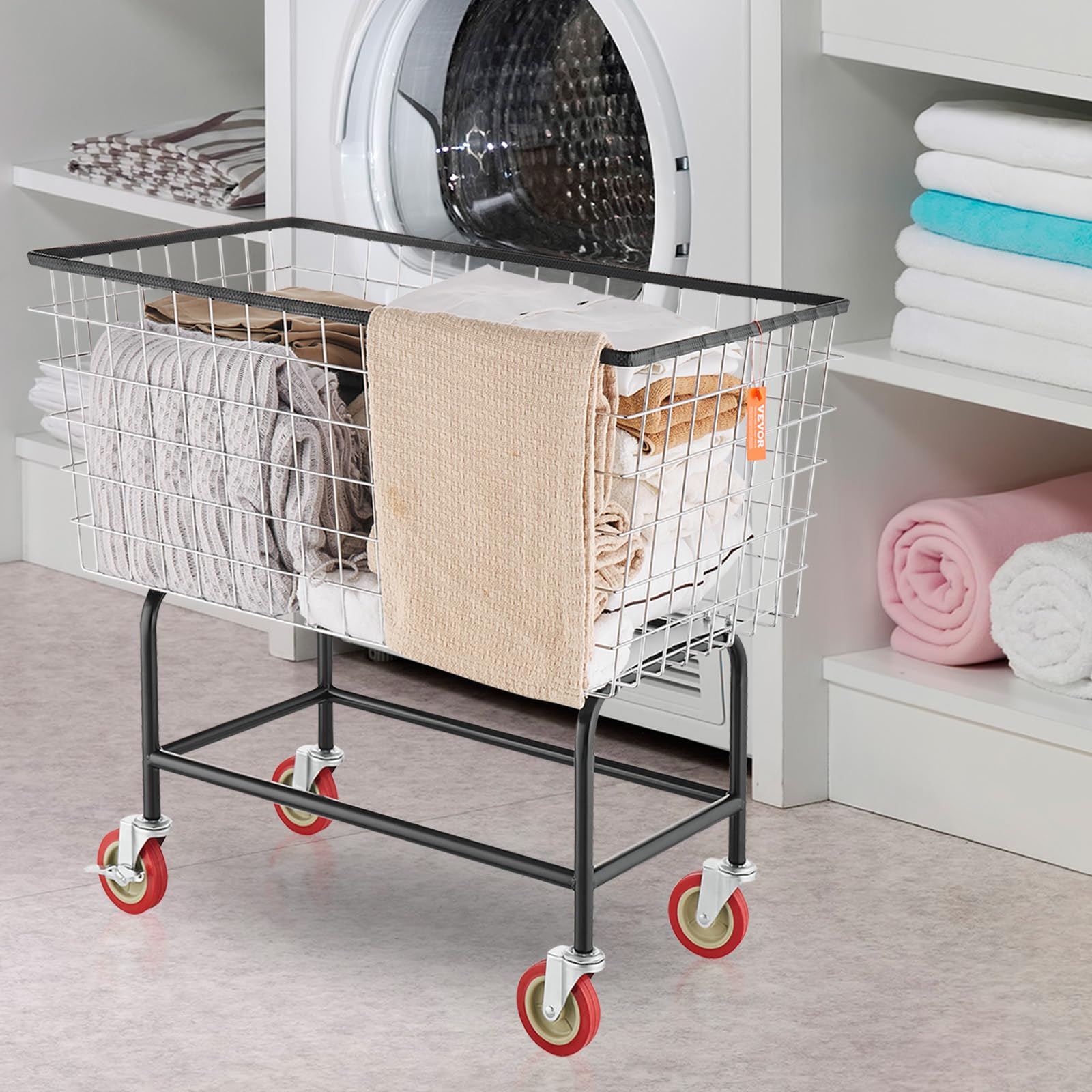 Two lockable wheels provide secure parking on the VEVOR cart