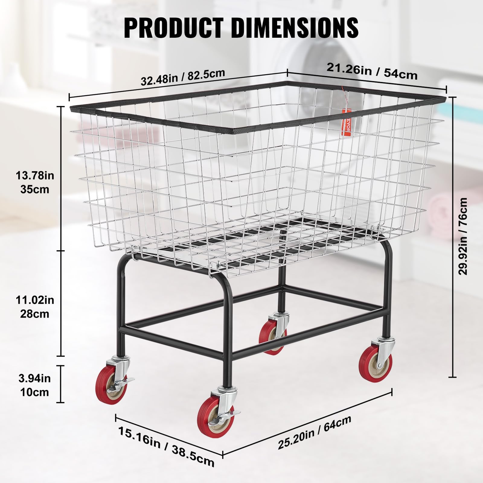 Removable basket on the VEVOR cart for quick loading and unloading