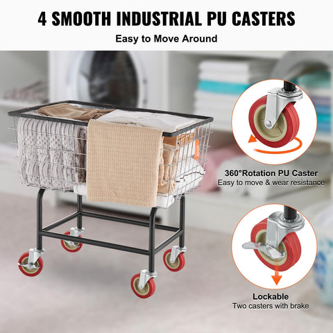 VEVOR wire laundry cart removable basket for quick unloading