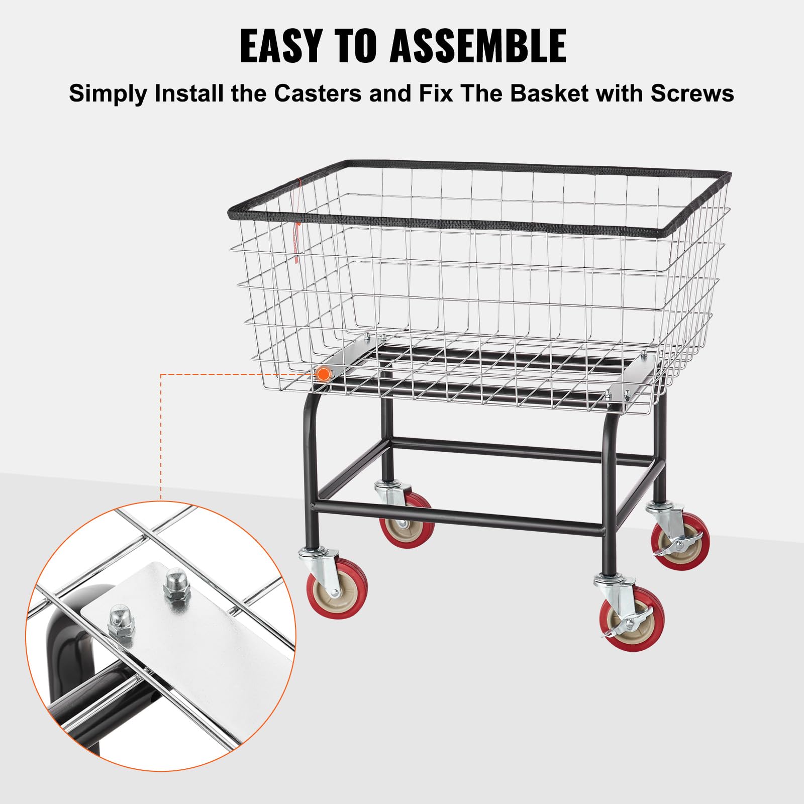 VEVOR wire laundry cart steel frame demonstrating durable construction