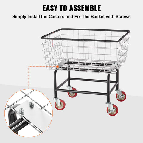 VEVOR wire laundry cart steel frame demonstrating durable construction