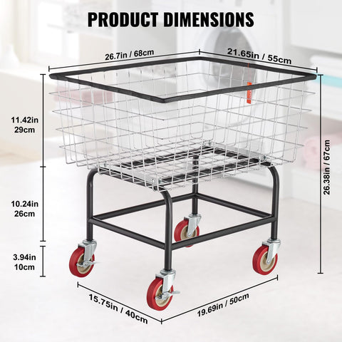 VEVOR wire laundry cart top view with open basket access