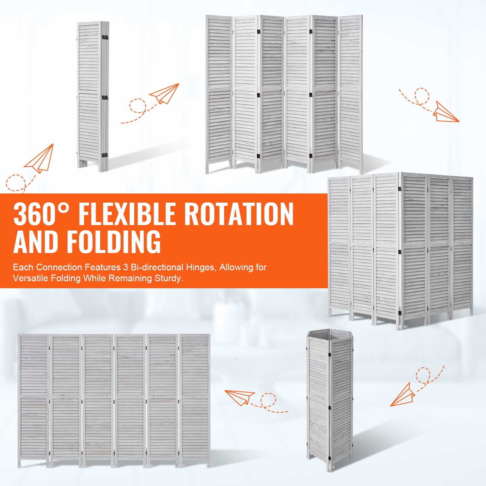 VEVOR room divider with 360-degree hinges for flexible angles