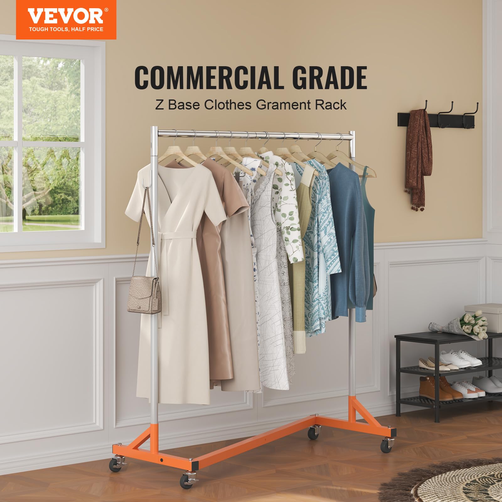 VEVOR Z Rack height designed for long garments at a glance