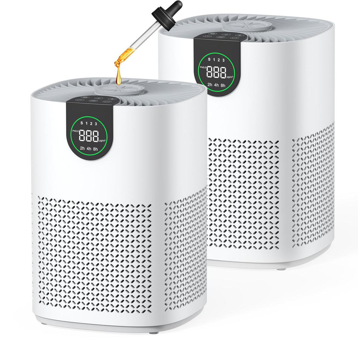 VEWIOR 2-pack air purifiers shown in a living room for broad room coverage