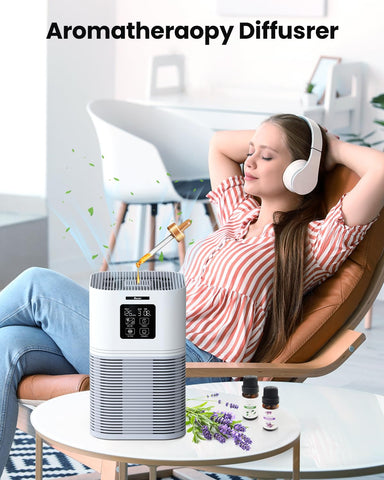 VEWIOR air purifier LED display indicates PM2.5 and timer status