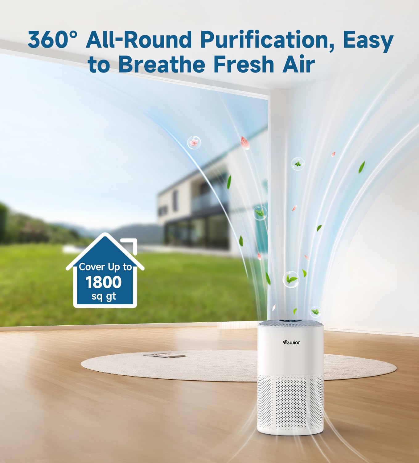 VEWIOR D10N 360° air intake for efficient purification