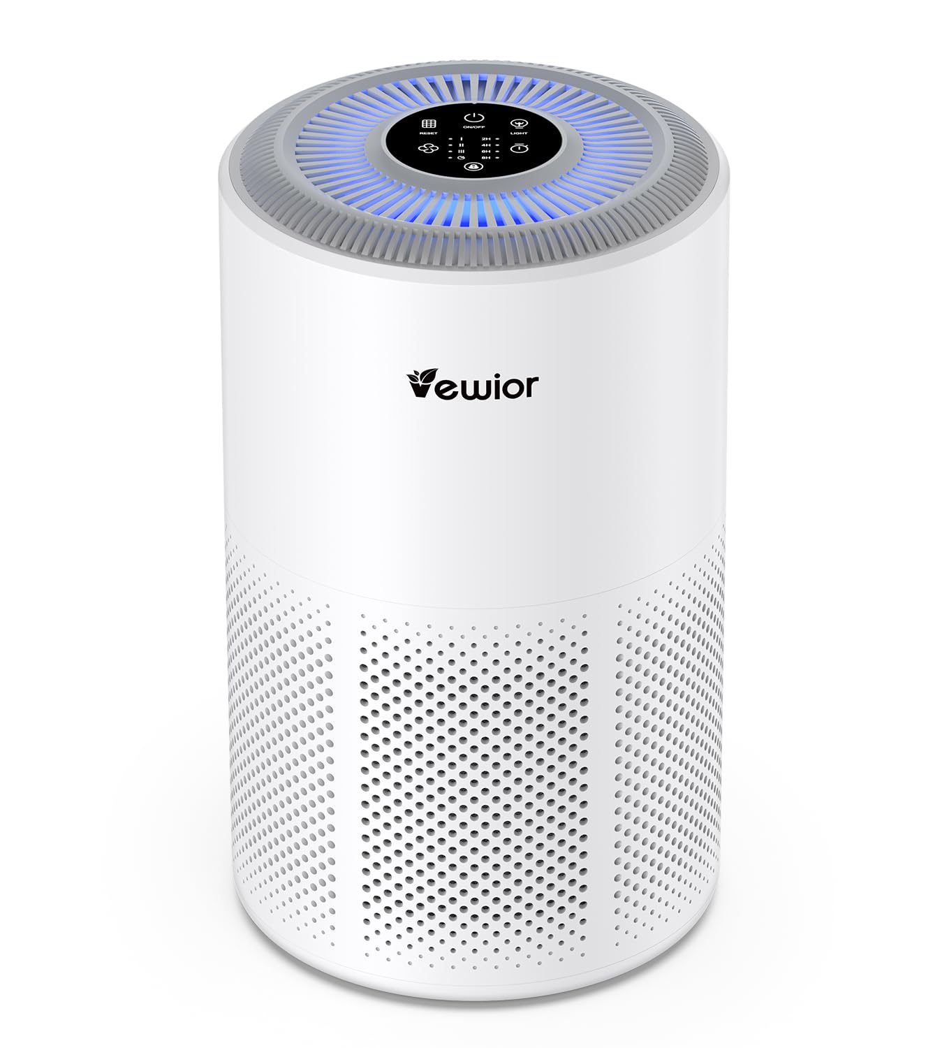 VEWIOR D10N air purifier in a large living room demonstrating space coverage up to 1800 ft²