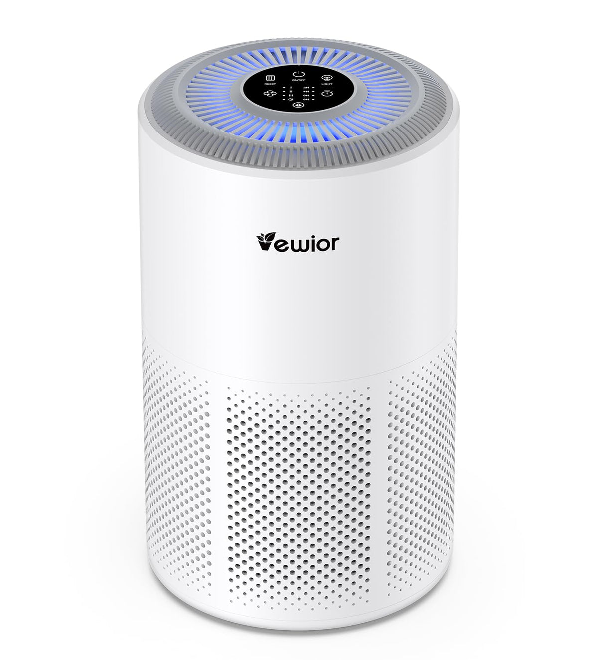 VEWIOR D10N air purifier in a large living room demonstrating space coverage up to 1800 ft²