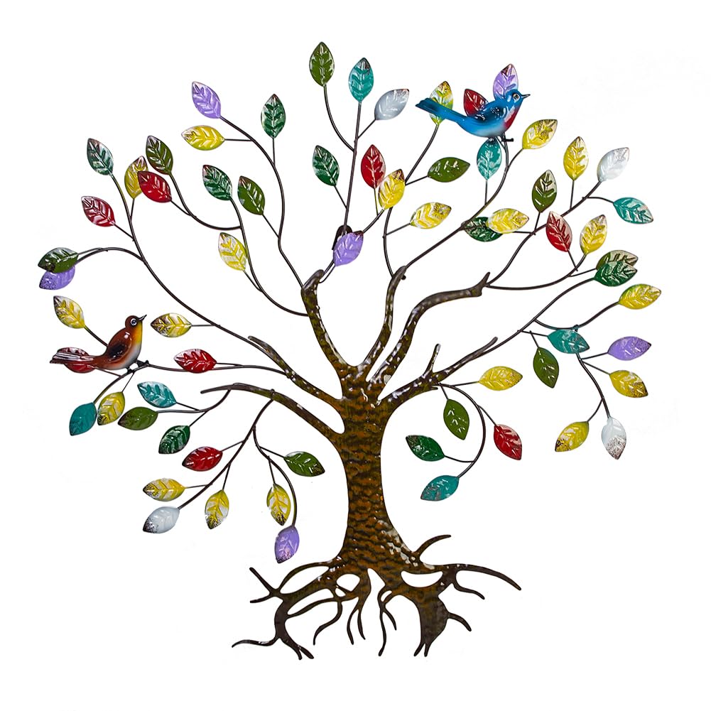 VEWOSTAR Tree of Life wall art with color leaves and hummingbirds brightens living spaces.