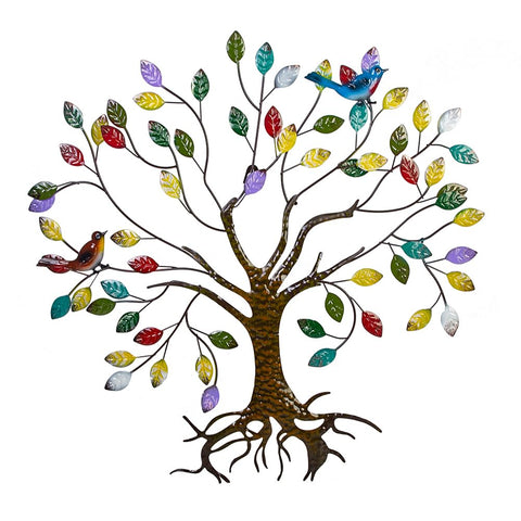 VEWOSTAR Tree of Life wall art with color leaves and hummingbirds brightens living spaces.