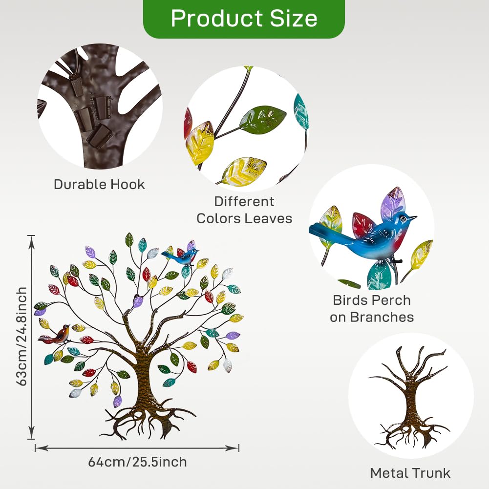 VEWOSTAR Tree of Life metal sculpture enhances indoor or outdoor walls with lasting durability.