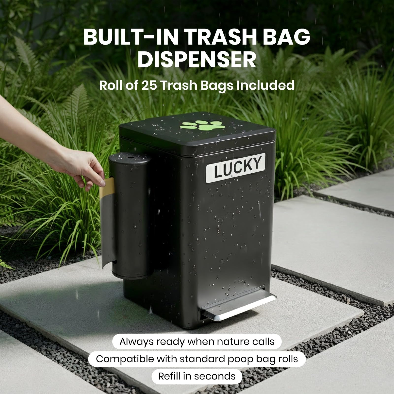 Veydra custom name plate and stickers personalize your waste bin.