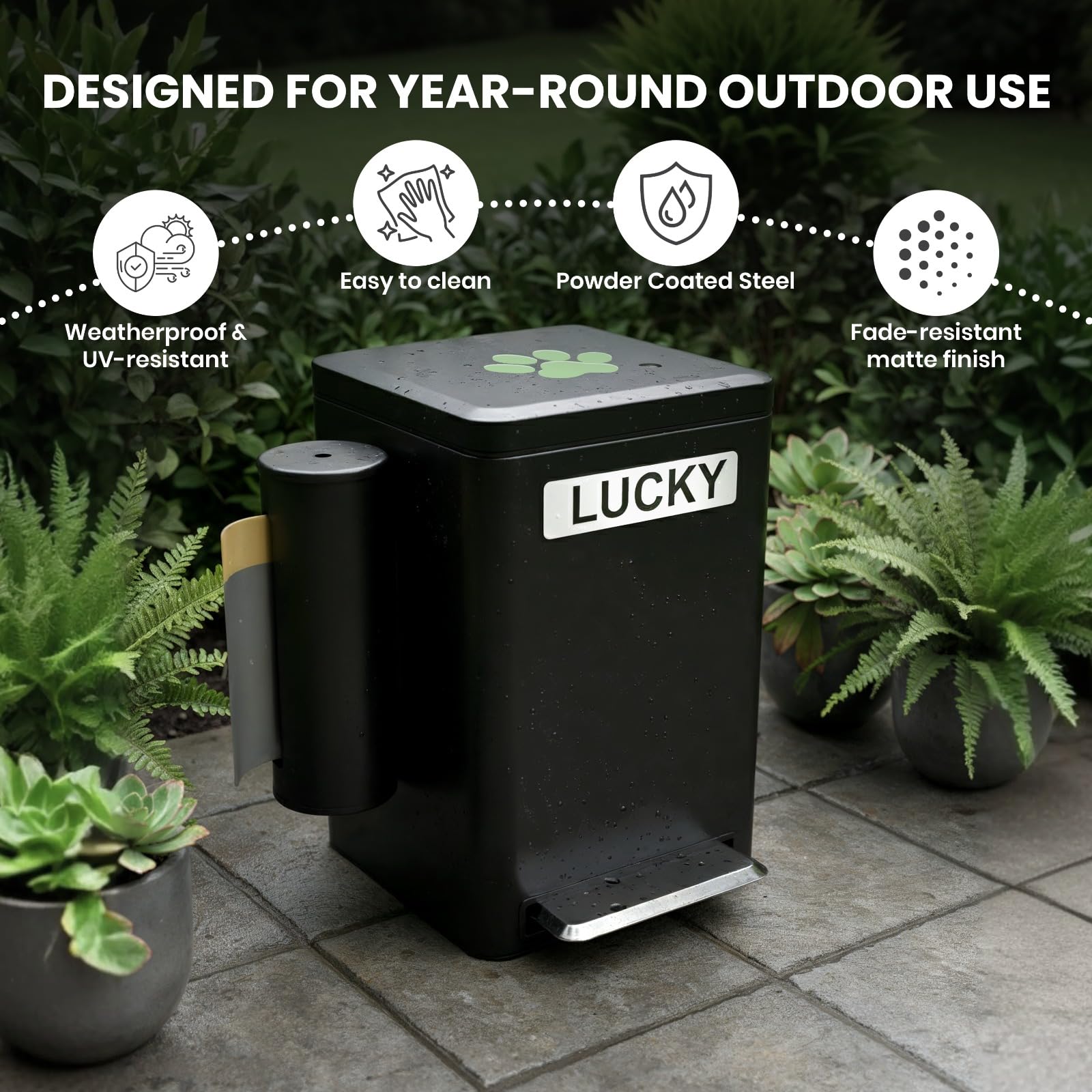 Veydra soft-close lid with foot pedal for hands-free use.