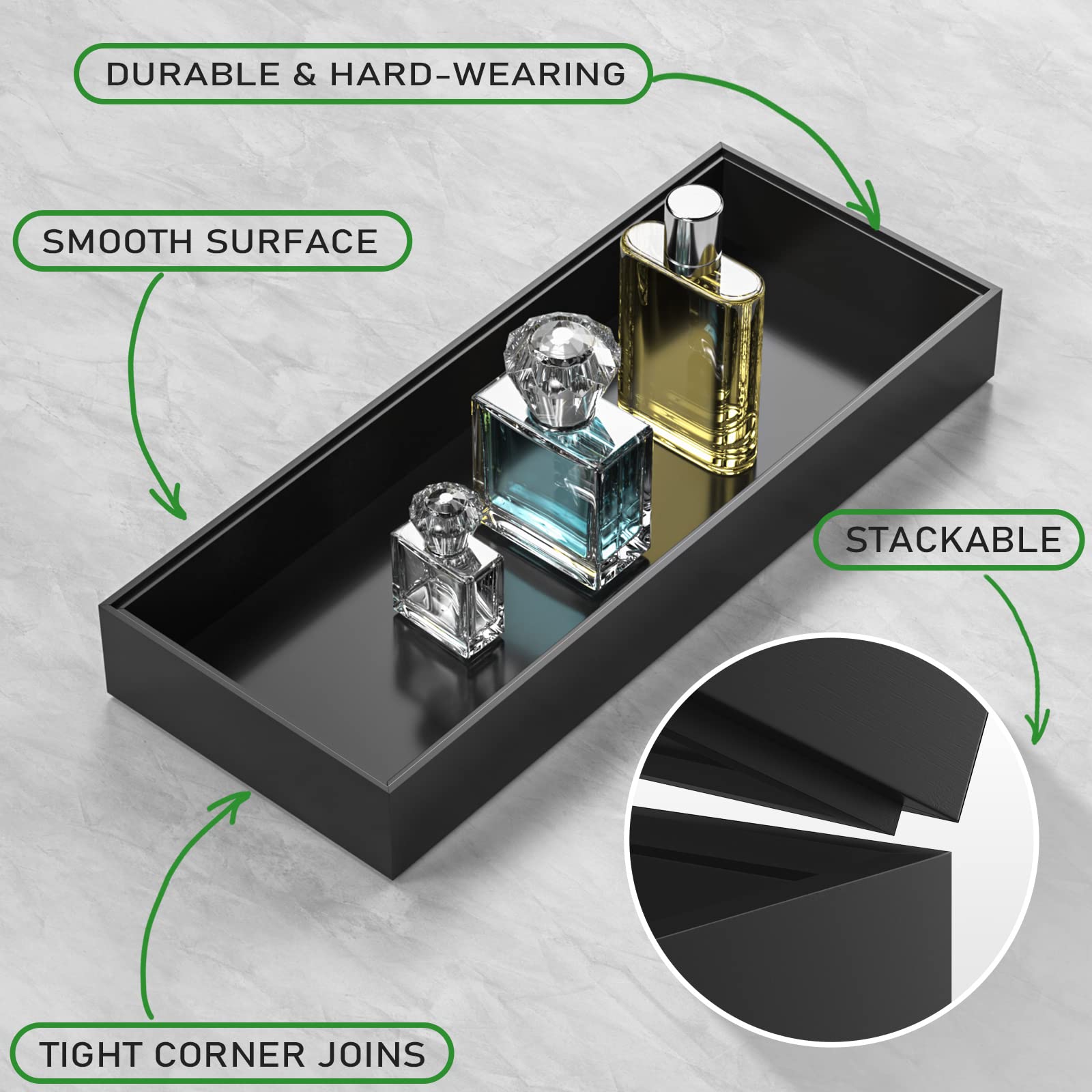 VeyFey bathroom counter organizer tray keeps bottles in place