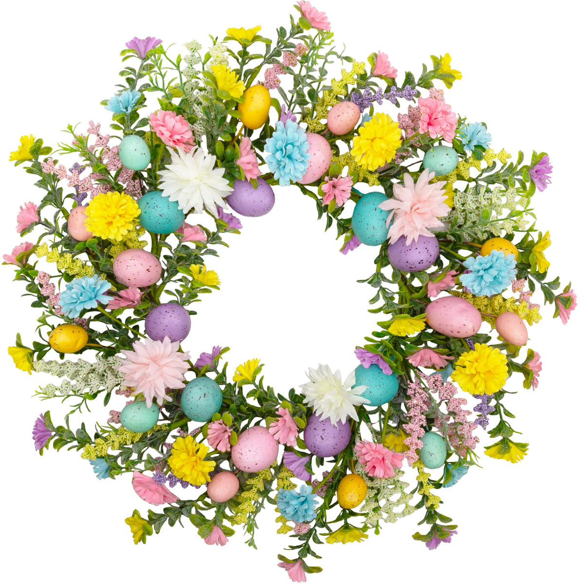 VGIA Easter wreath, 20-inch front door display with pastel eggs for welcoming spring