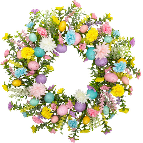 VGIA Easter wreath, 20-inch front door display with pastel eggs for welcoming spring