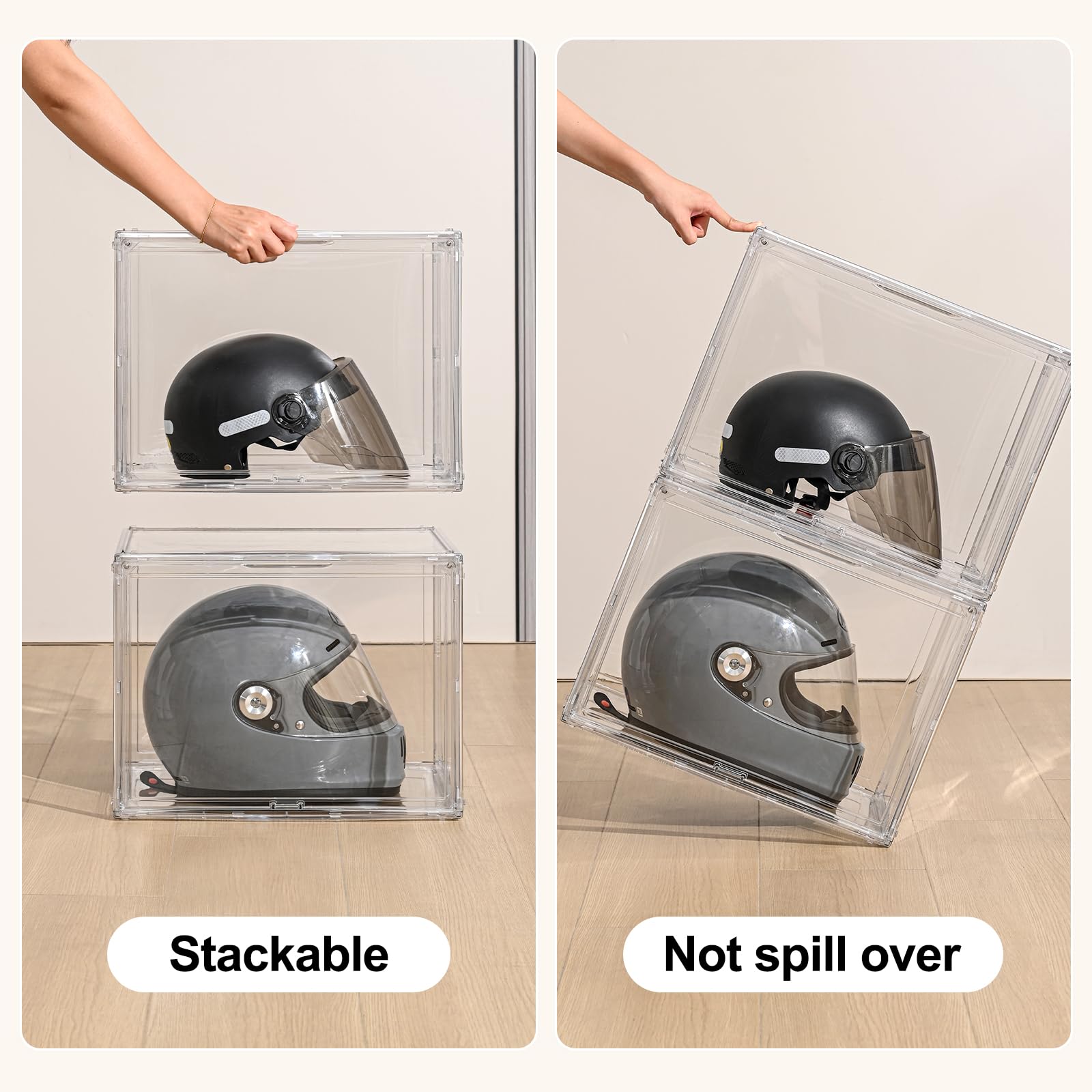 Stackable design demonstrates space optimization with interlocking slots for vertical or horizontal arrangement