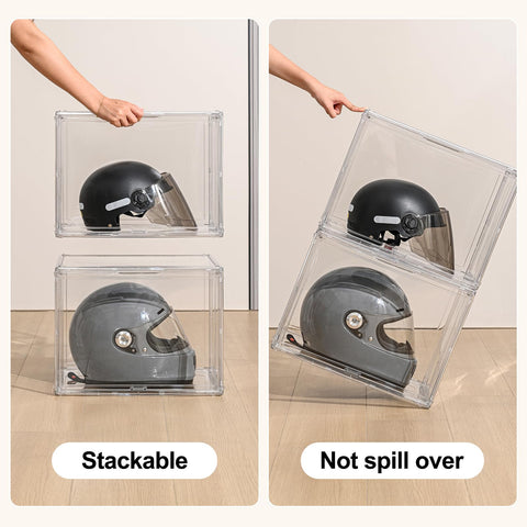Stackable design demonstrates space optimization with interlocking slots for vertical or horizontal arrangement