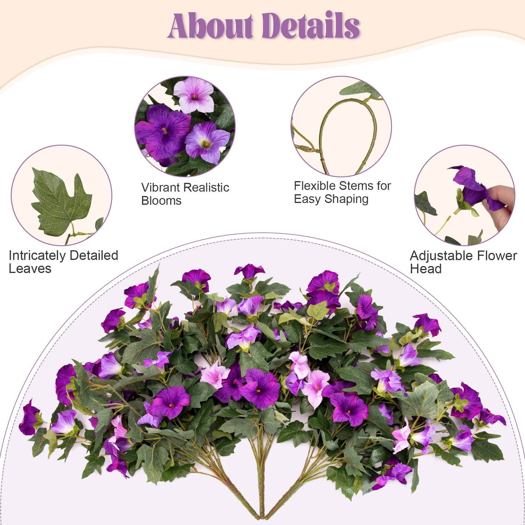 VGNQA garden display of artificial petunia flowers outside for weather-resistant decor.