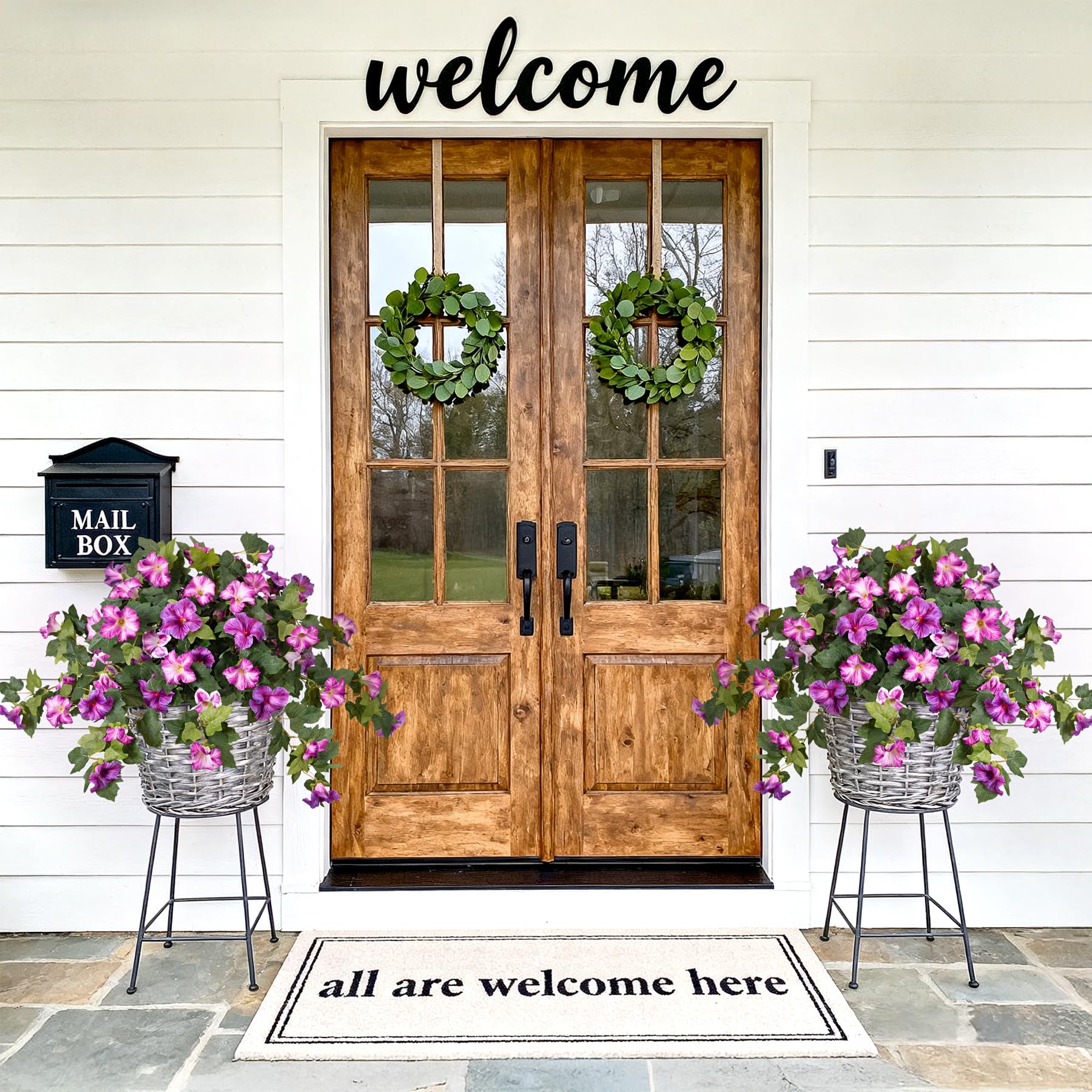 VGNQA petunia bundle outdoors with full green foliage for year-round garden charm.