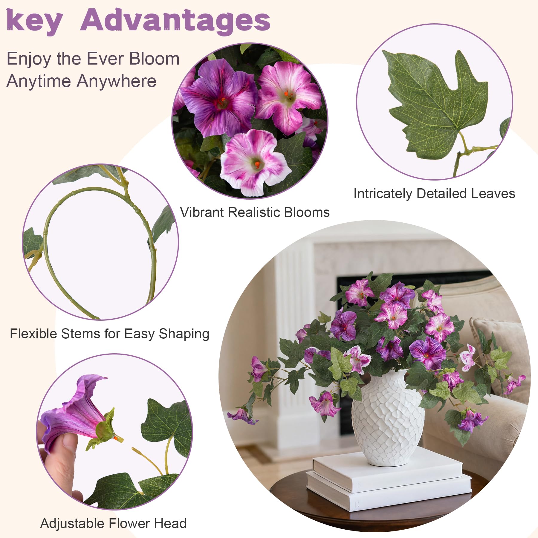 VGNQA artificial petunia in outdoor planter setup suggesting easy maintenance.