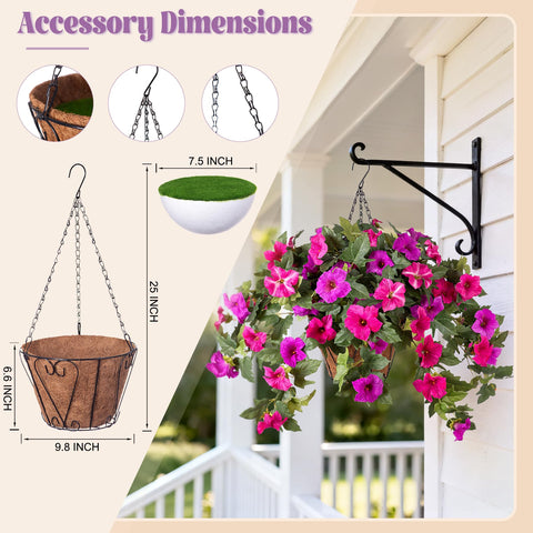 VGNQA vibrant purple petunia colors in faux blooms that endure outdoors