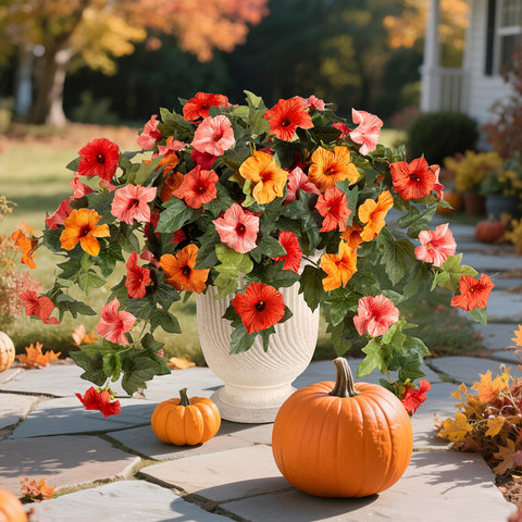 VGNQA green foliage complements bright orange blooms for color.