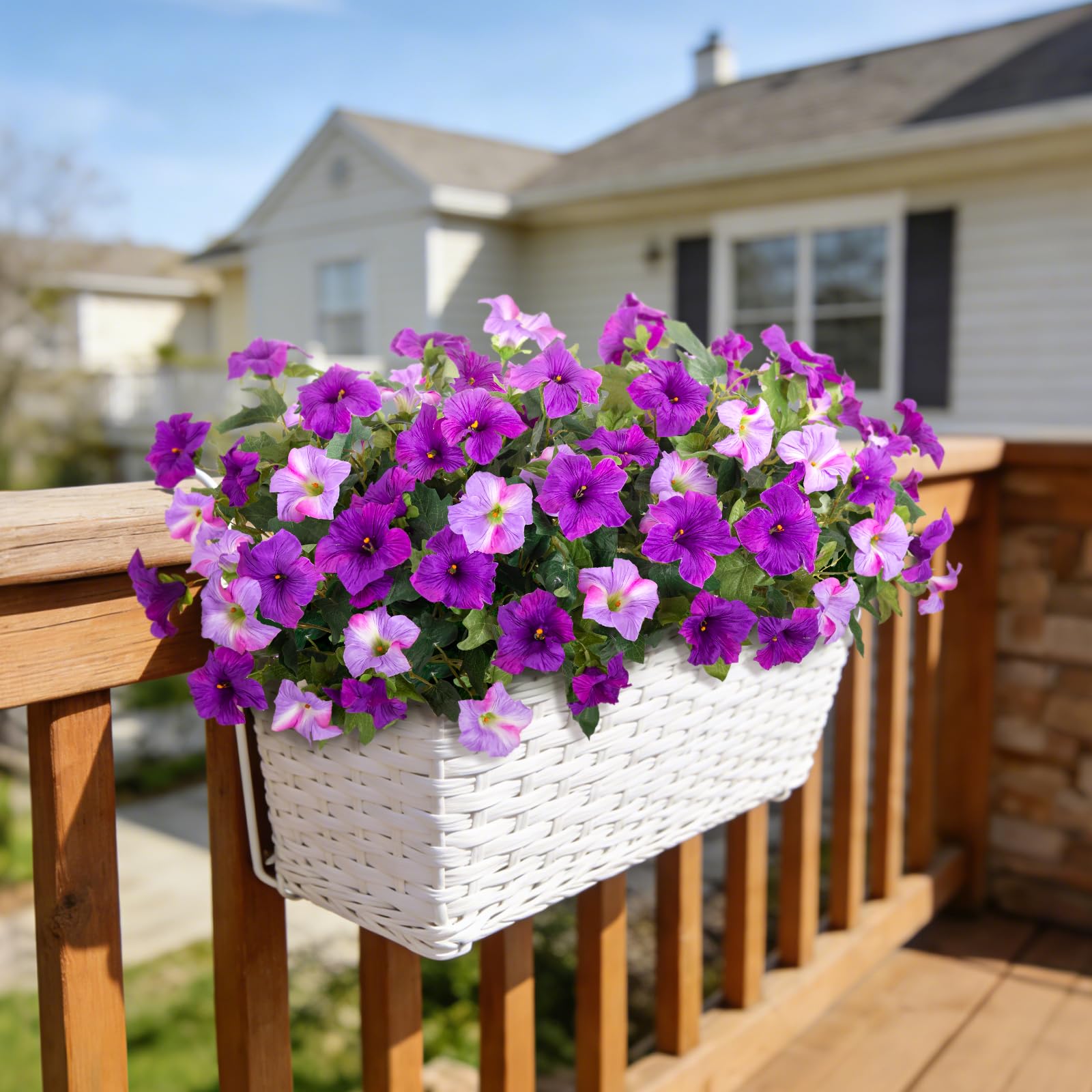 VGNQA faux petunias suit porches, patios, and window boxes