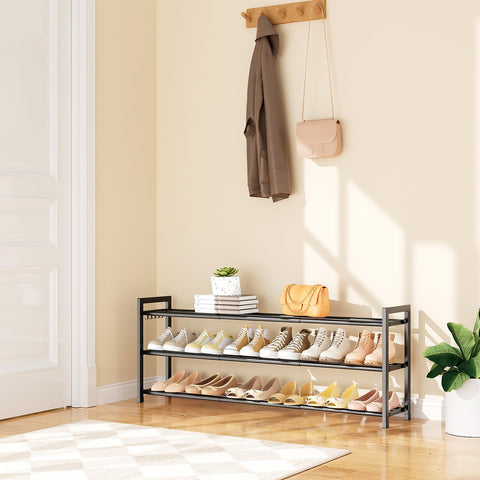 VGOBLO Expandable Shoe Rack extended to 47 inches for maximum shoe storage.