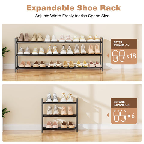 VGOBLO Expandable Shoe Rack heavy-duty metal tubes offering sturdy support.