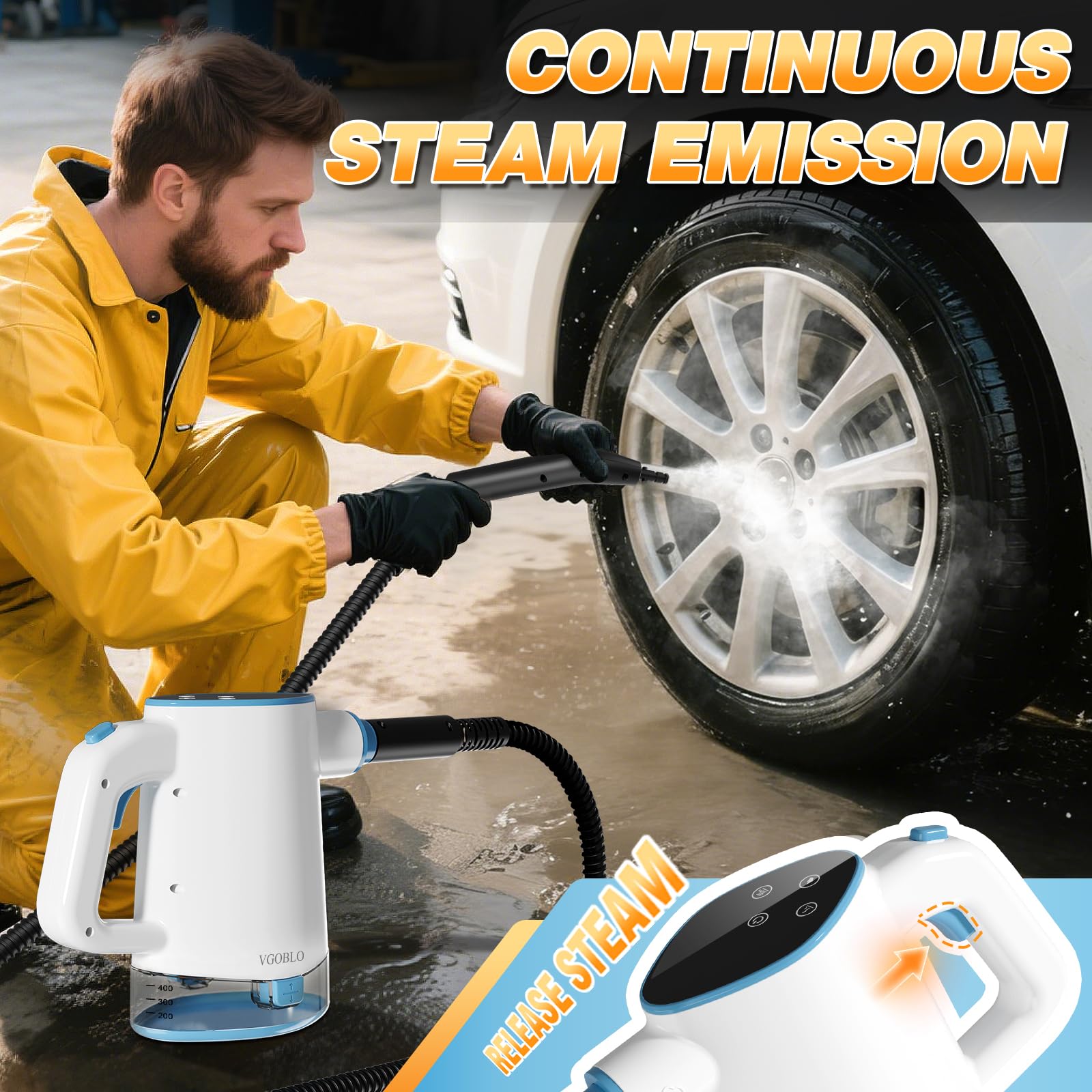 VGOBLO multi-surface cleaning on floors, tiles, fixtures.