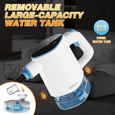 Ultra-lightweight VGOBLO steam cleaner ready for handheld use.