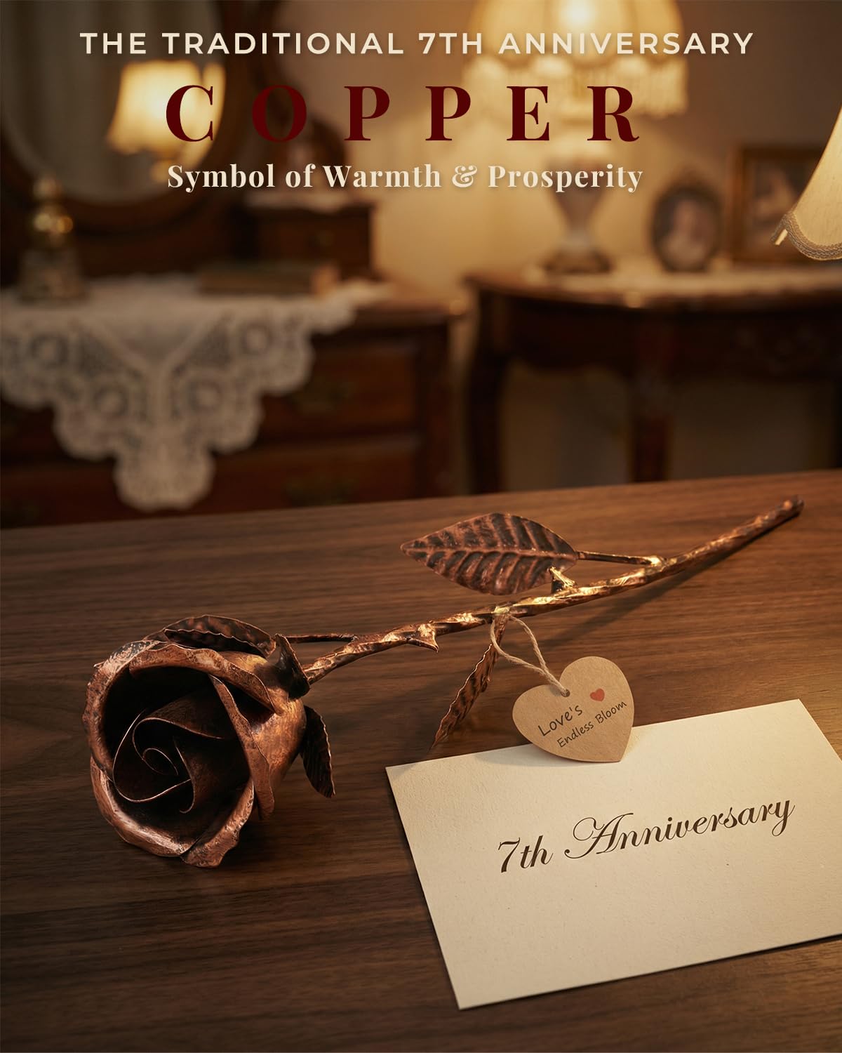VGYGLS copper rose wrapped with red ribbon for a ready-to-gift moment
