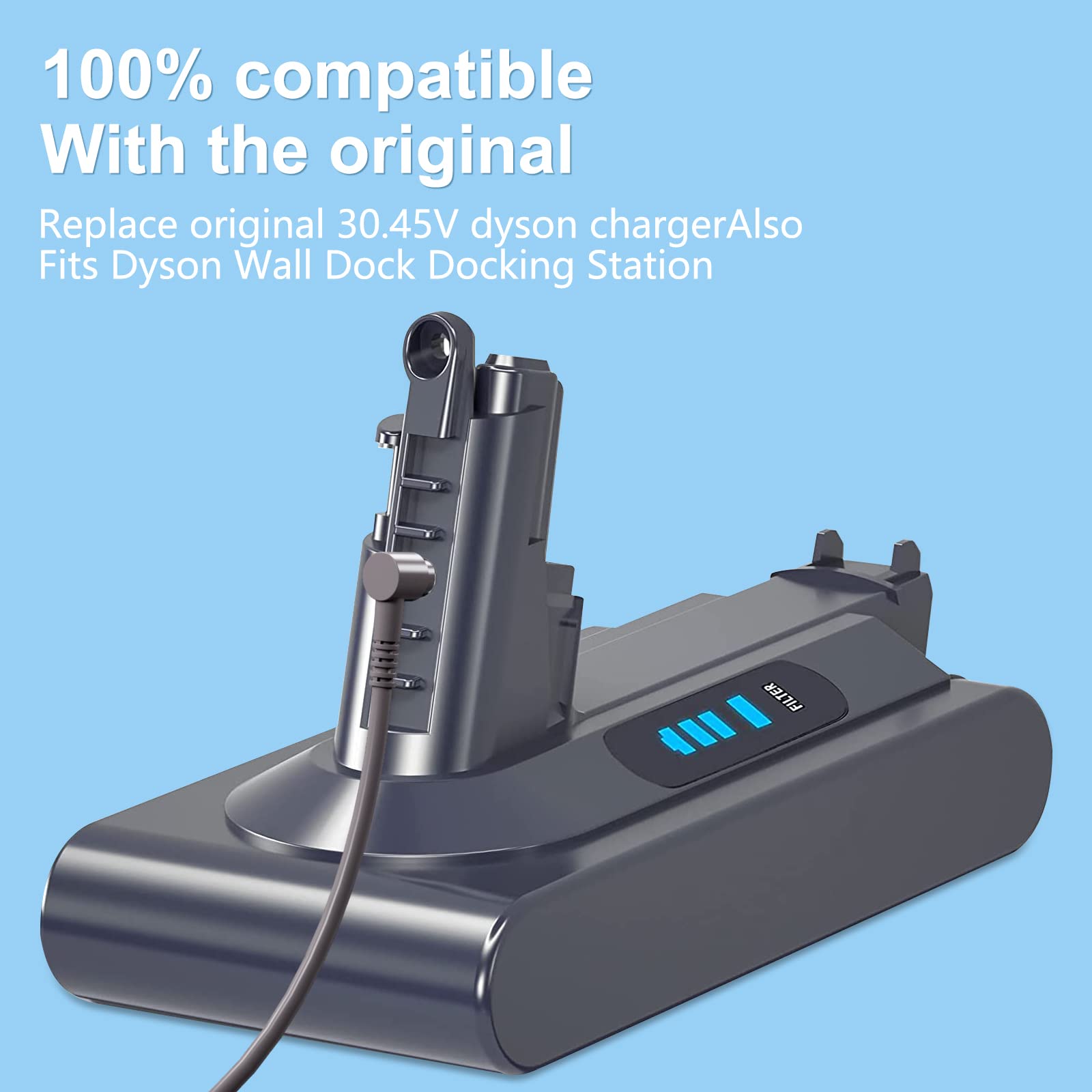 vhbw 30.45V 1.1A output suits compatible Dyson Absolute Motorhead models