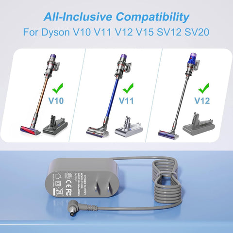 vhbw charger compatible with Dyson V10–V12 and V15 models for easy replacement