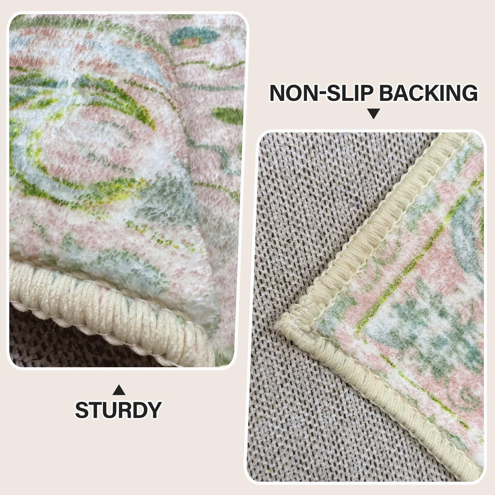 Durable Vhong rug fits entryways, living rooms, and dining spaces for daily use.