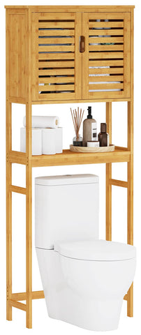 VIAGDO toilet cabinet open doors reveal easy access to organized storage.