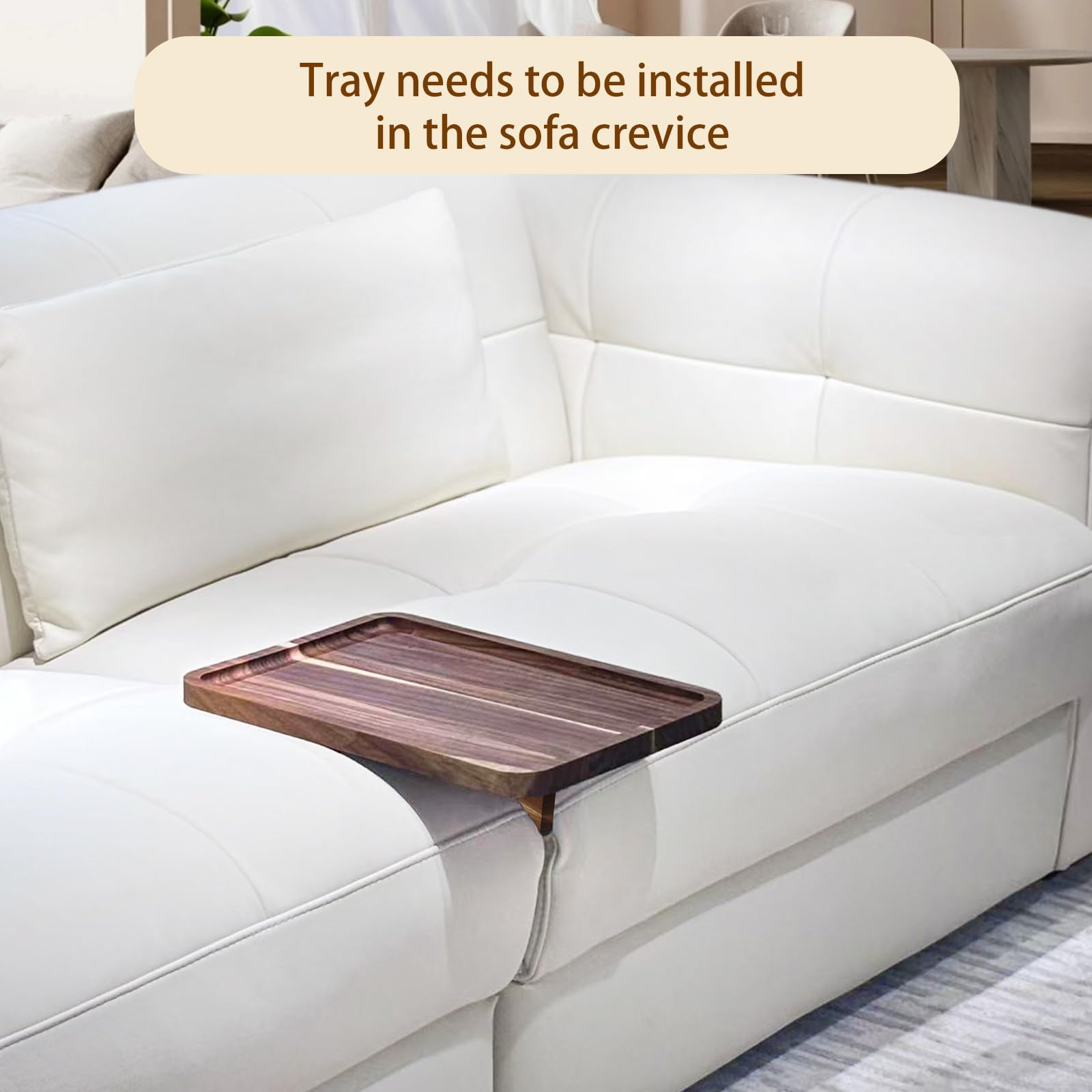 Vibaruta rectangular sofa tray 15x10 inches ideal for plates and books.