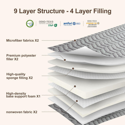 Vibe Bear gray floor mattress folded, ideal for dorms or guest rooms.