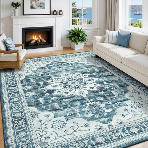 Vibrug boho medallion pattern rug enhances space with relaxed coastal style.