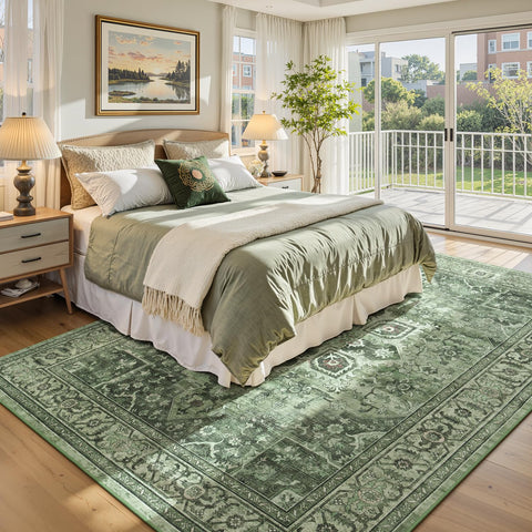 Vibrug distressed floral details rug in farmhouse boho style for character