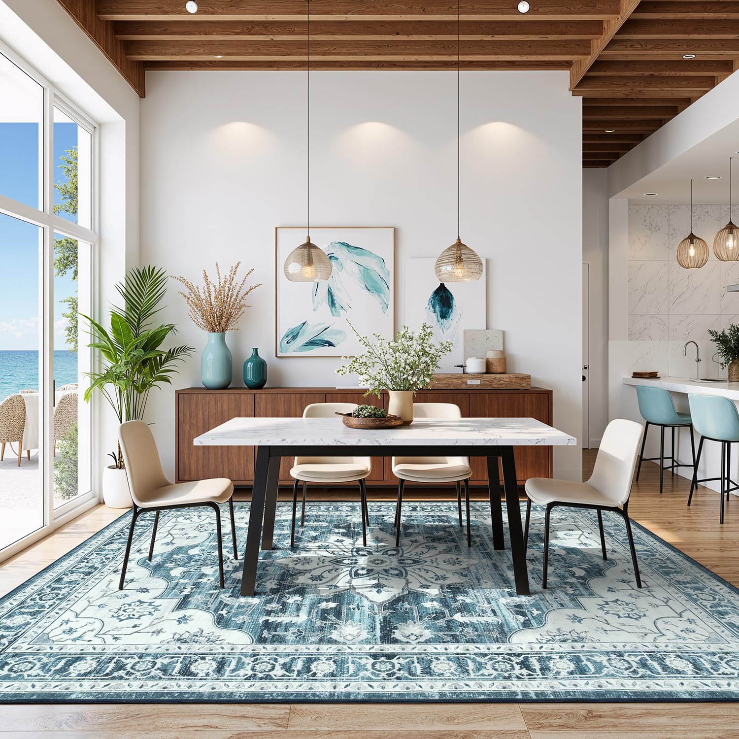 Vibrug distressed wash-look texture rug adds vintage charm and easy care.