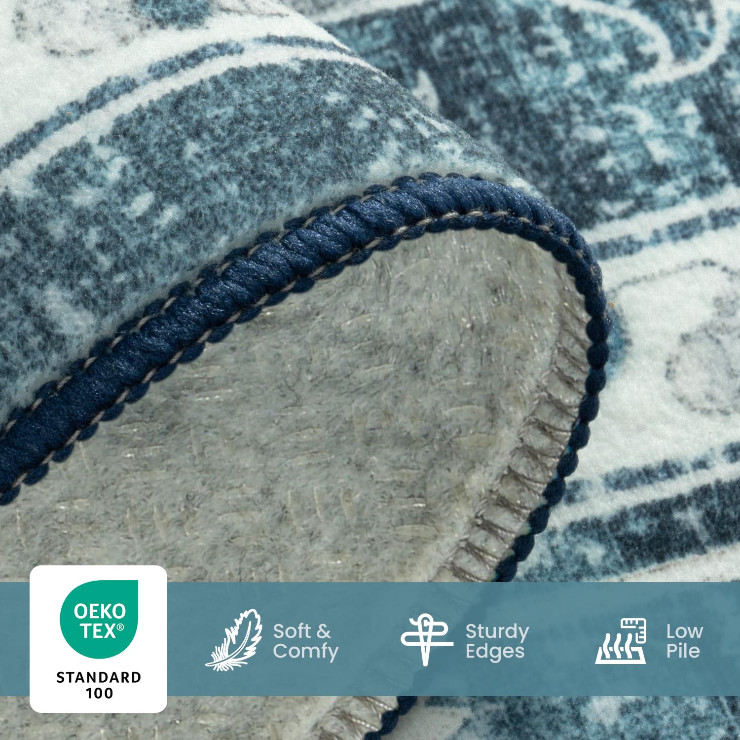 Vibrug machine-washable rug simplifies spills and everyday cleaning.