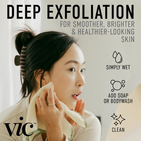 VIC Deep Exfoliating Cloth body texture close-up for even tone