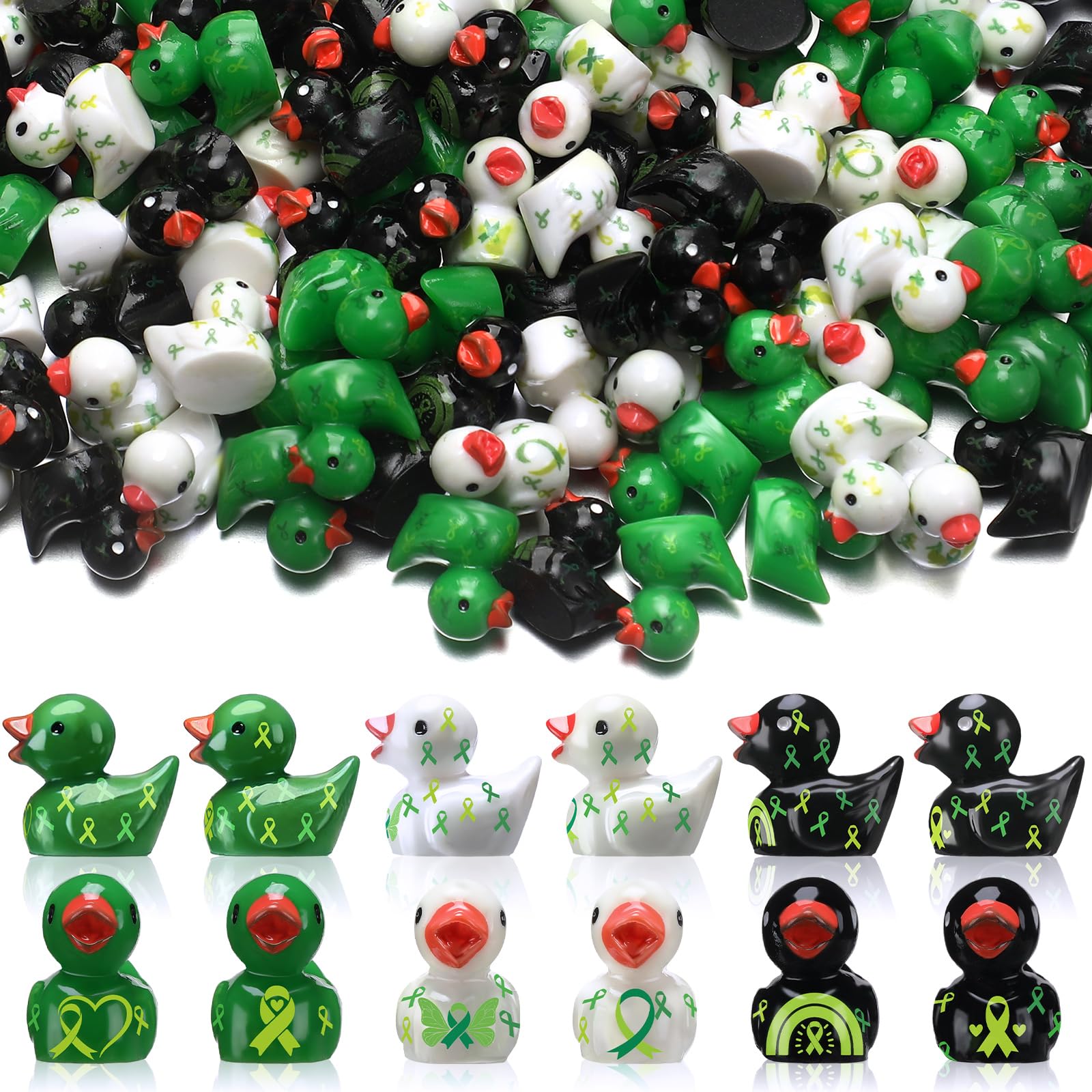 Vicenpal 120pc mental health ducks with green ribbon for charity events