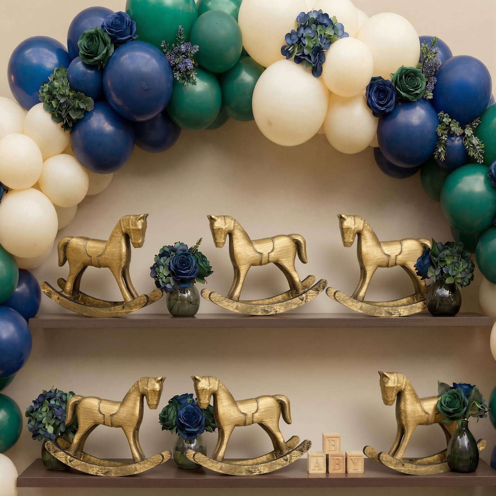 Vicenpal rocking-horse-statues set 01 for baby shower centerpiece and nostalgic charm
