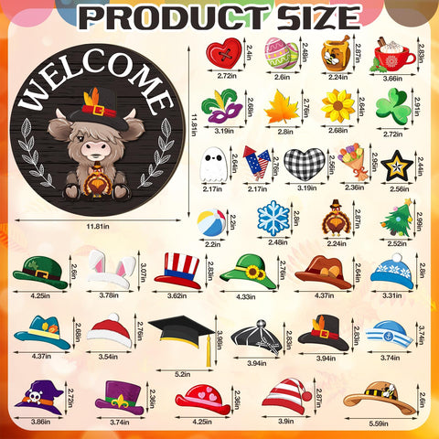 Vicenpal Highland cow sign shows magnets enabling quick accessory swaps.