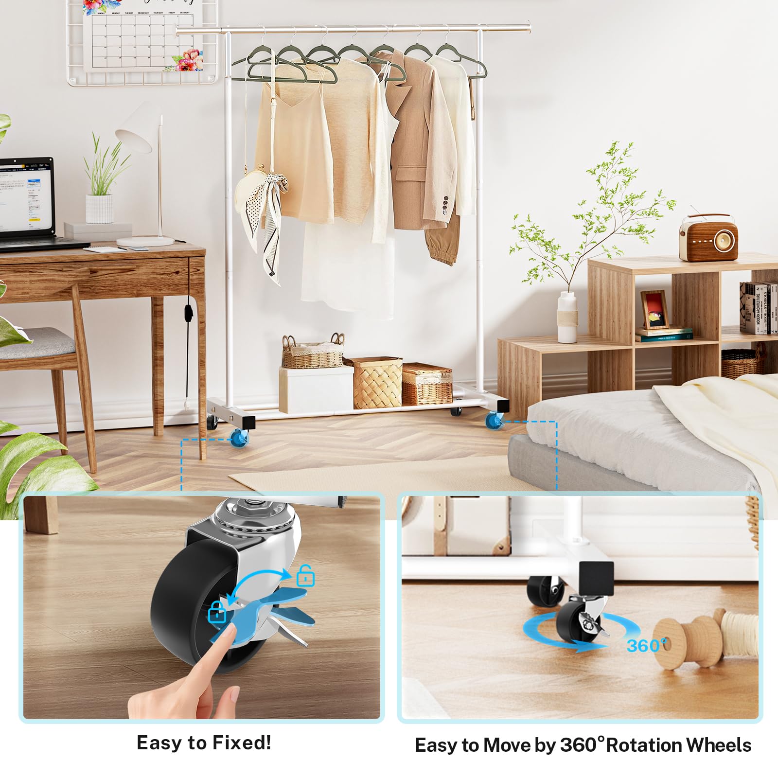 VICERII extension rods on the sides add hanging space for accessories