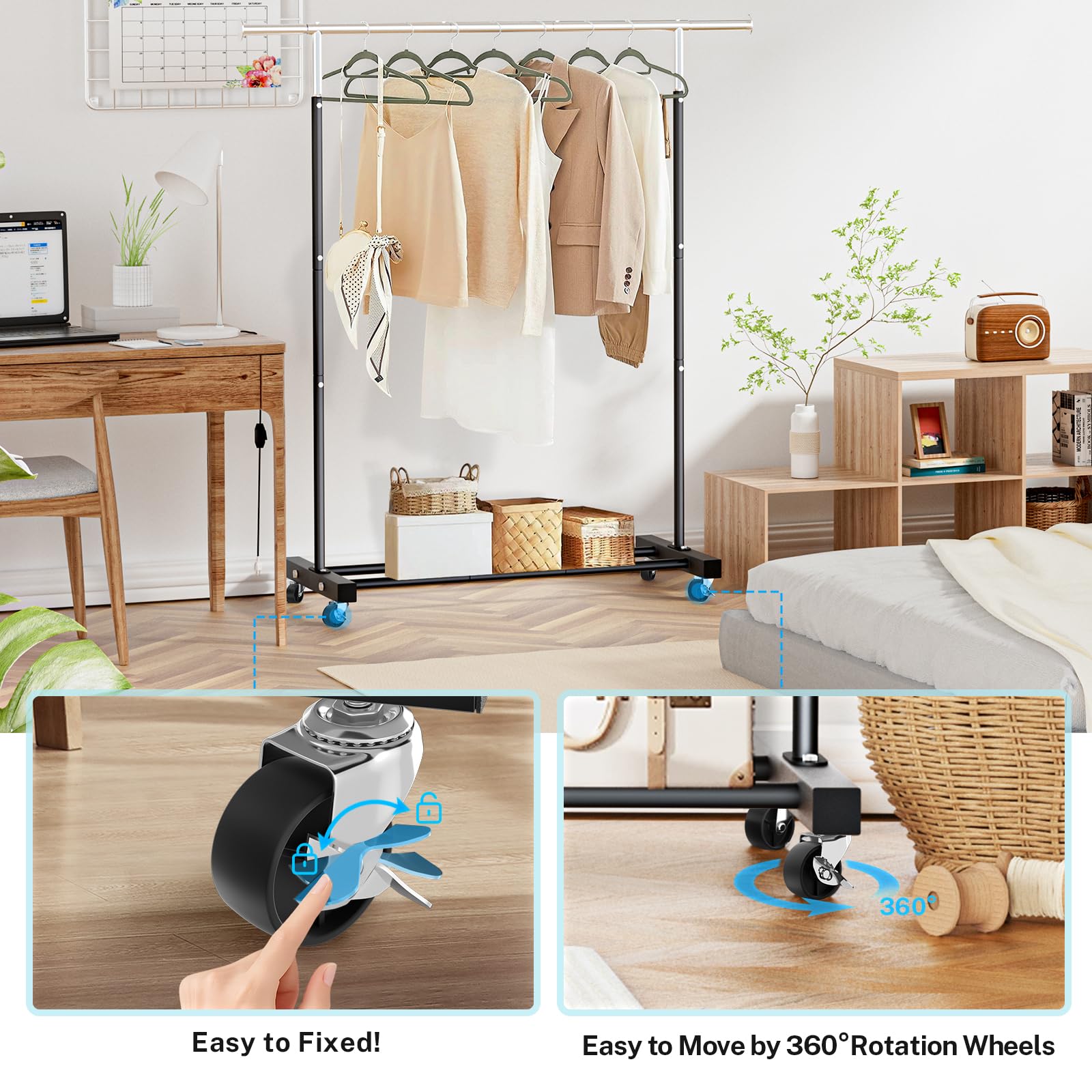 VICERII side extension rods—extra hanging space for scarves and bags.